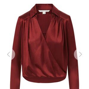 Veronica Beard maroon Rozik stretch silk shirt